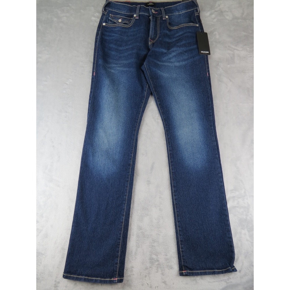 True Religion Ricky Relaxed Straight Men's Jeans W30 L34 Dark Wash NWT Denim